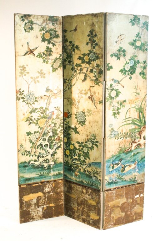 Chinese Art Deco paint-decorated screen: early 20th century. H85 W60 3/8""