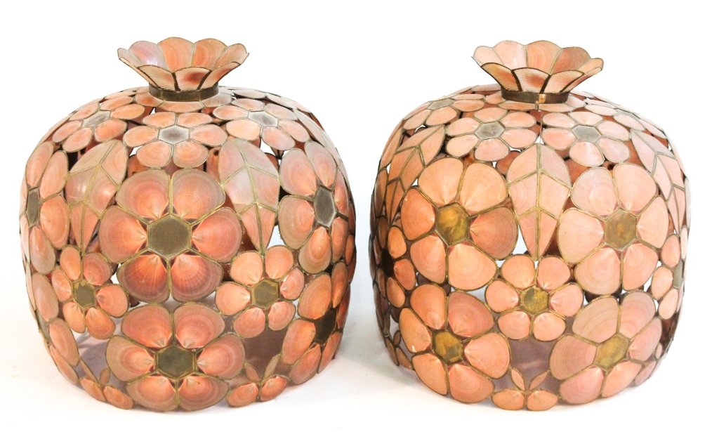 Pair of art deco clamshell lamp shades: mid-20th century. H14 1/2 W14""