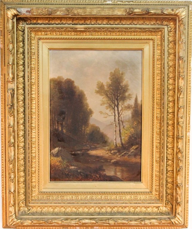 Benjamin Champney: (American, 1817-1907) oil on canvas, mountain landscape. signed lower right, B. Champney. sight size: H13 1/4 W9 1/8""