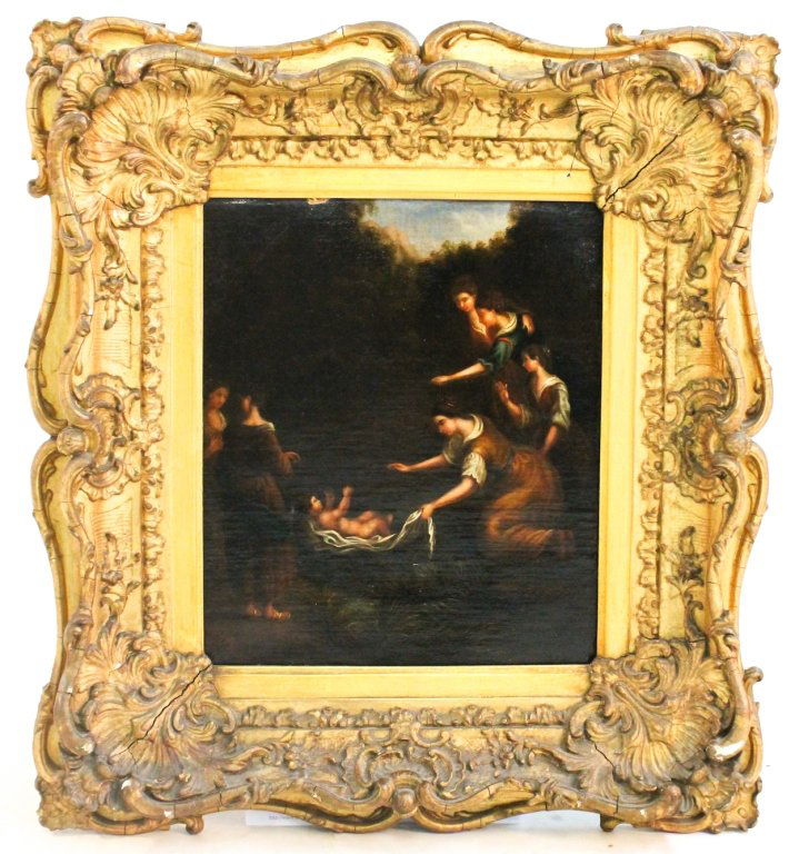 Follower of Nicolas Poussin: (French, 18th century) oil on canvas. sight size: H14 W11 3/4""