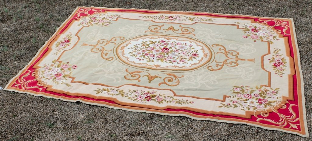 French Aubusson carpet: early 20th century. 11'5 x 8'2""