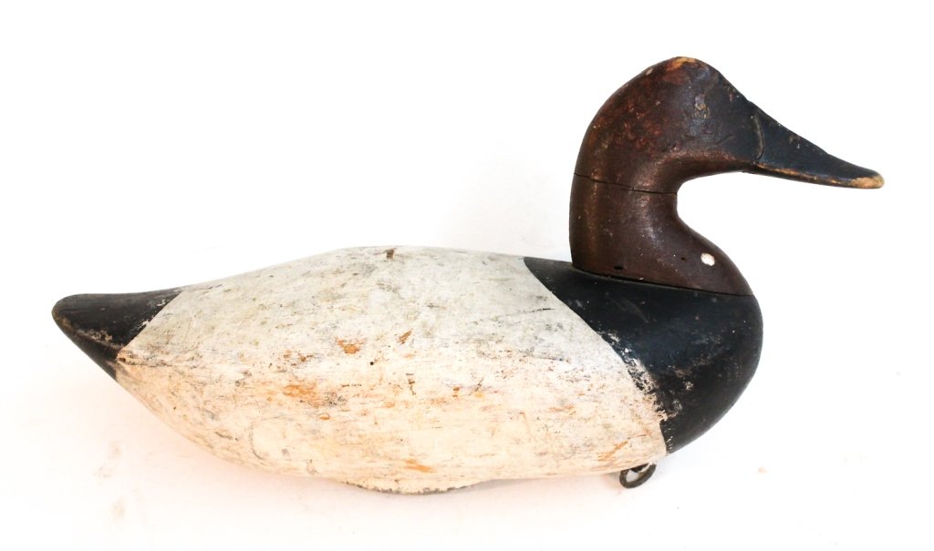 Maryland painted duck decoy: attributed to Madison Mitchell, circa 1920. with original surface. L14 W6""
