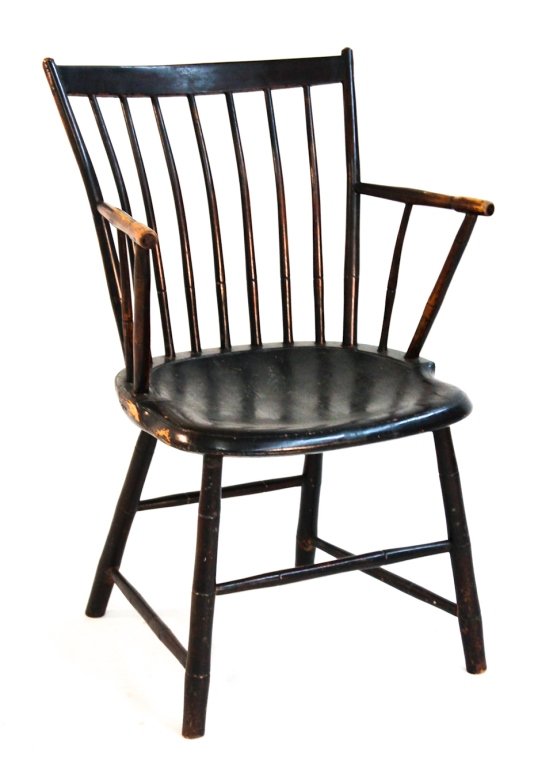 American painted country Windsor chair: 19th century. H32 3/4 W20 7/8" D17""