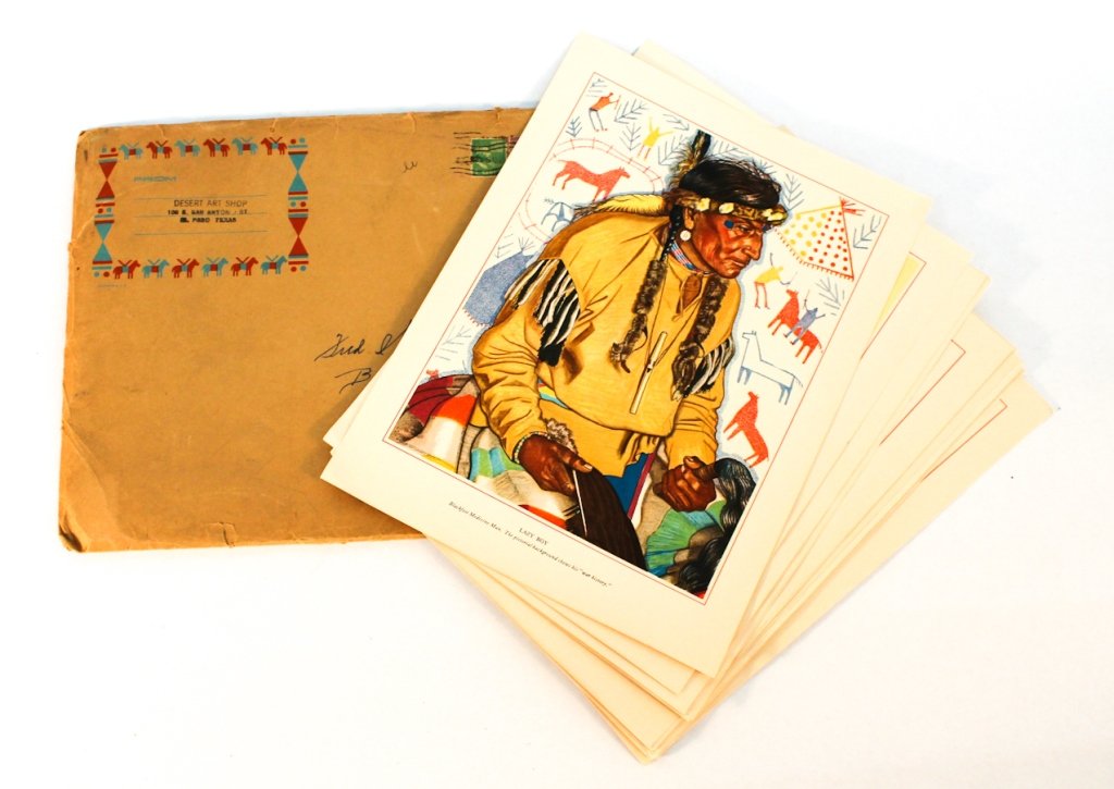 Collection of Great Northern Indian portraits: Winold Reiss, includes 24 pieces in original mailing envelope from the Desert Art Shop.