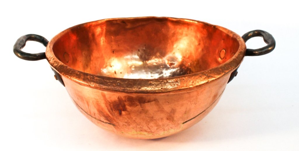 French copper marmalade cook pot: 19th century. H6 3/4" W19 1/8"