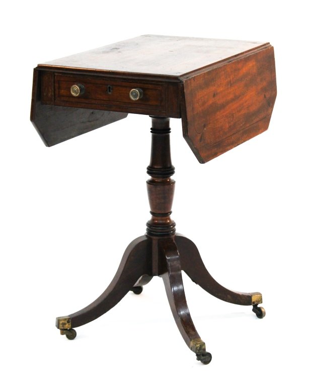 Regency ebony-inlaid mahogany worktable: English, circa 1820. H28 3/4'' W31'' D22 5/8'' Private collection, Aiken, SC.