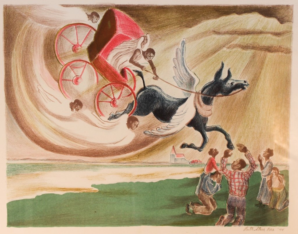 Ruth Starr Rose: (Virginia, 1887-1965) "Swing Low Sweet Chariot", color lithograph, 1944. sight size: H11" W13 5/8"