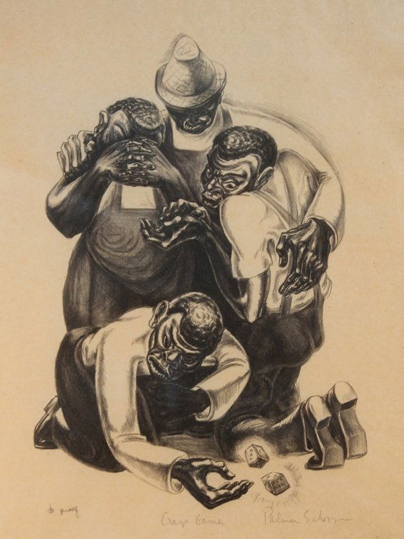 Palmer Schoppe: (California/South Carolina, 1912-2001) "Crap Shoot", lithograph proof, signed lower right. sight size: H13 1/2" W10"