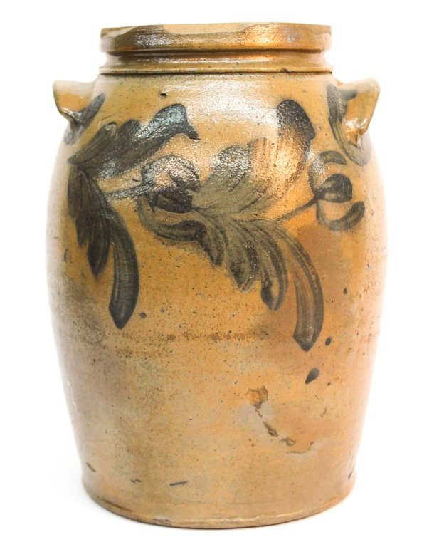 Southern stoneware storage jar: Baltimore, Maryland, circa 1840. H12 1/4'' W9'' Private Upcountry South Carolina estate.