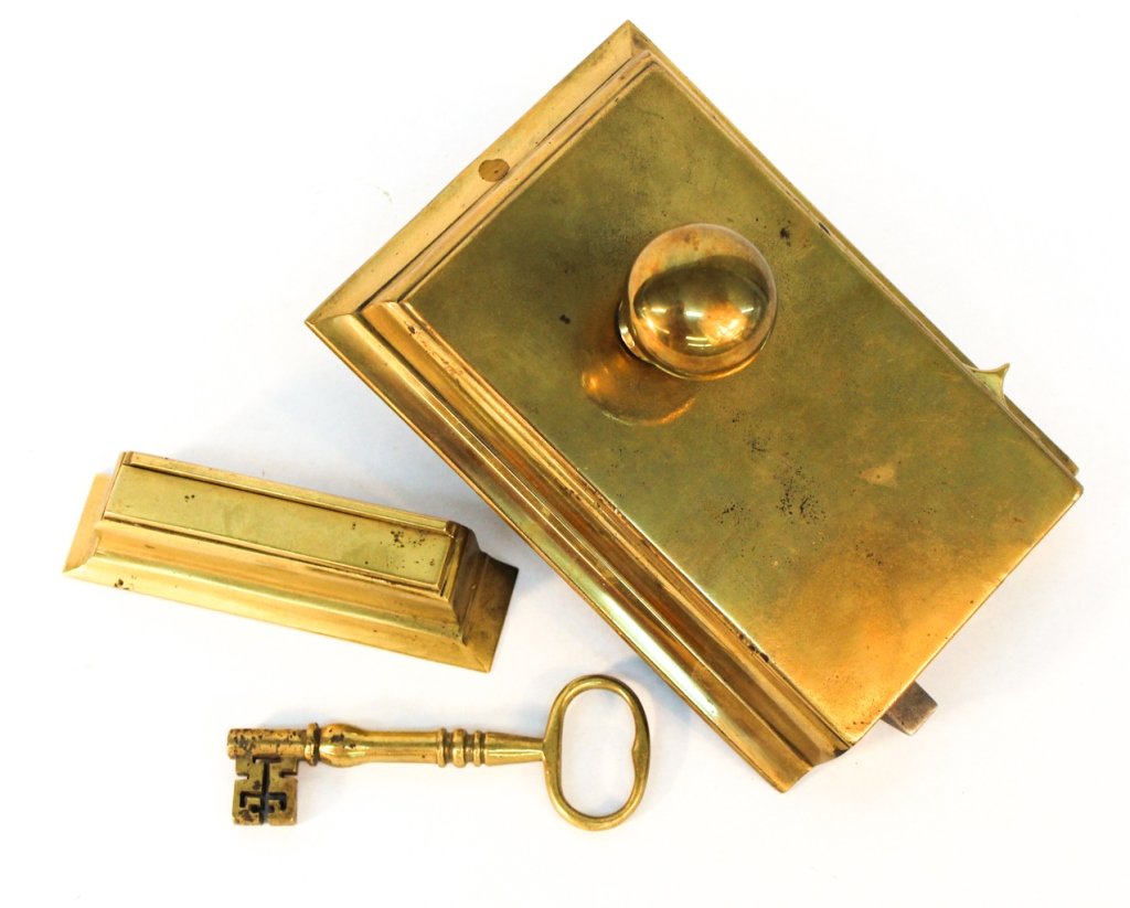 English George III brass door pull: circa 1800. H8 1/2" W5 1/2" D6"