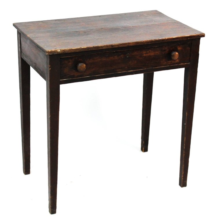 Southern Hepplewhite yellow pine one-drawer stand: circa 1840. H30 1/4'' W29'' D17 3/4'' Collection of the Cooker and Cooper families, Greenville County, SC.