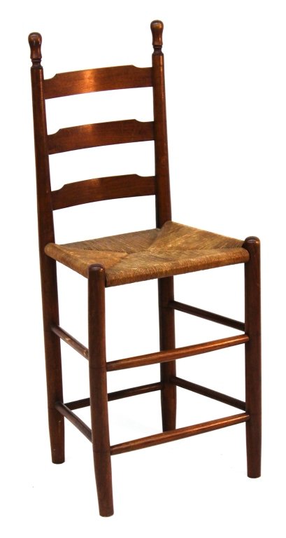 American walnut high ladder-back chair: 19th century. H45 1/4'' W19 1/4'' D15 1/2'' Private collection, Aiken, SC.
