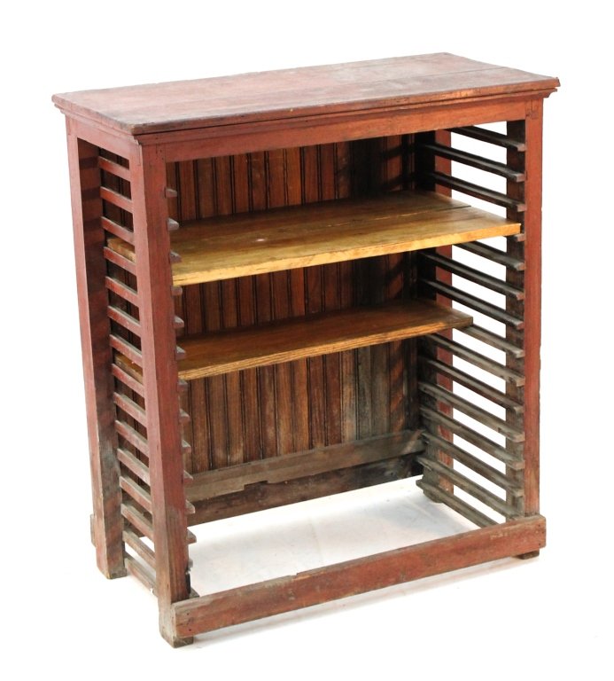 Southern painted yellow pine herb-drying rack: North Carolina, circa 1840. H44'' W38 3/4'' D19 1/2'' Private Upcountry South Carolina estate.