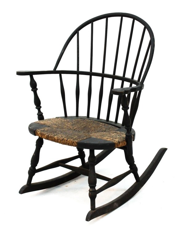 Southern painted windsor rocking chair: 19th century. signed "Concord" North Carolina. H34 1/2" W25 3/4" D31" Private South Carolina collection.