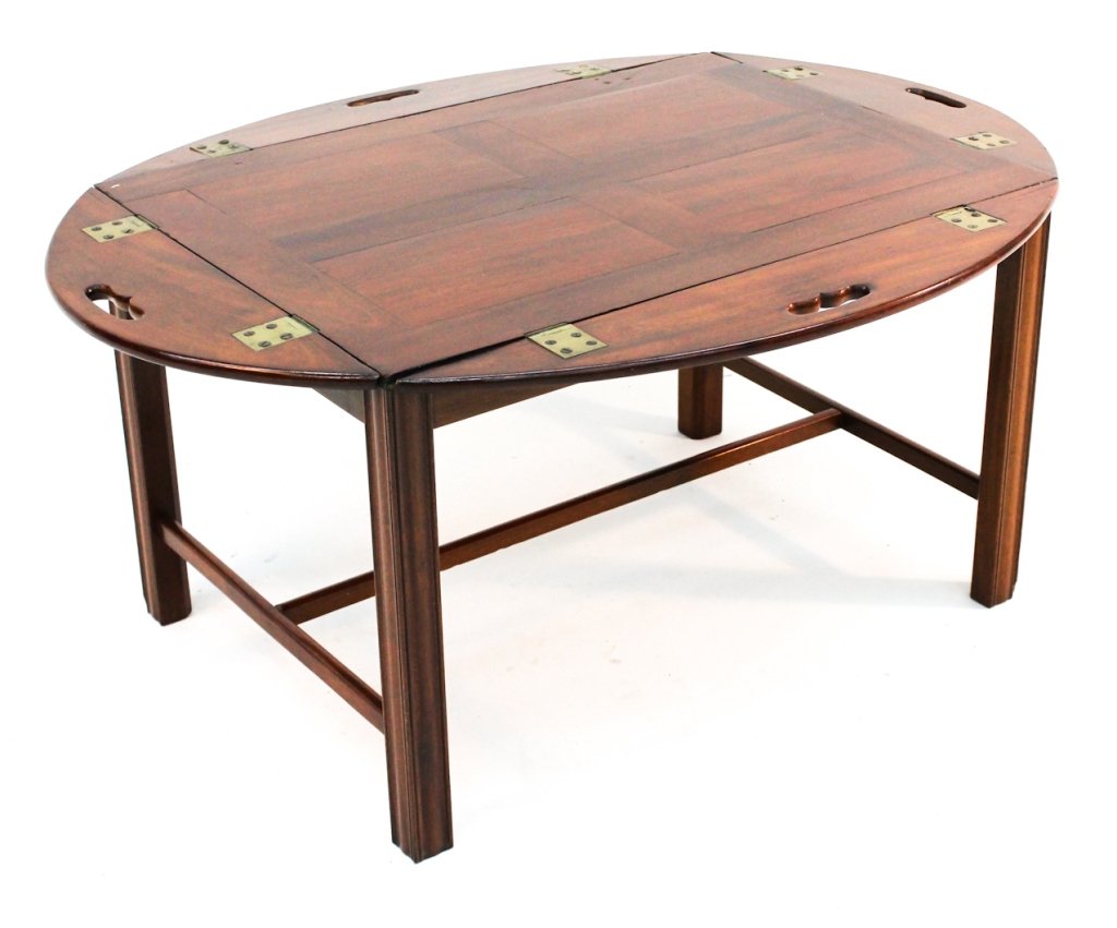 George III style mahogany butler's table: 19th century in part. H18" W30 7/8" D38 1/4" California private collection.