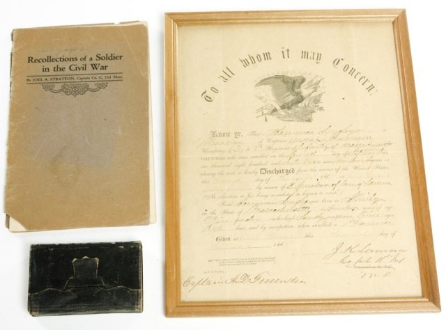 Civil War ephemera relating to Harriman Longley: Massachusetts 53rd Regiment. Longley enlisted when he was 19 and served as a musician (fife or drum) in the 53rd Mass. volunteers. He is briefly mentioned in Captain Joel A. Stratton's memoirs as pull