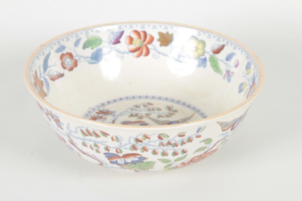 English Mason's Ironstone Punch Bowl: 19th century. with vibrant colors and detail. H4 1/2" W12 1/8" From the Private Collection of Mr. Carl Butler, Clayton, Georgia.