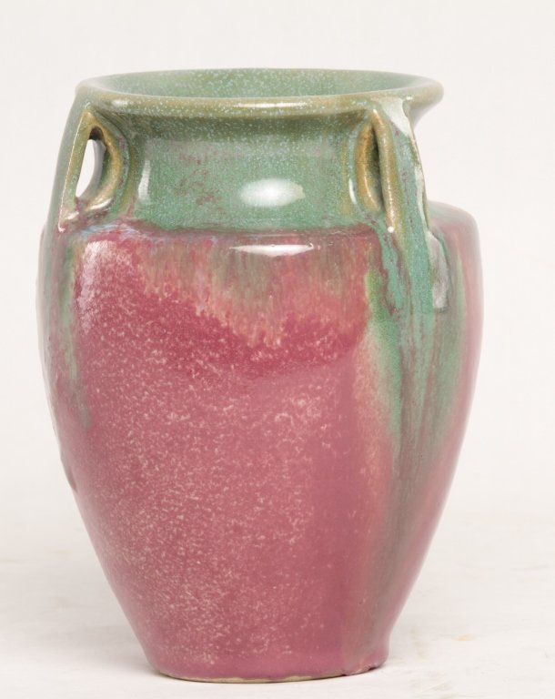 Fulper Art Pottery Bowl & Vase: New Jersey, early 20th century. with two-tone glaze, bearing stamp at base. H6 5/8" From the Estate of Anita Hill, Jupiter, Florida.