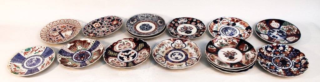 Collection of Export Porcelain Imari Plates: 19th century. fifteen pieces, predominantly salad plates. From the Private Collection of Mr. Carl Butler, Clayton, Georgia.