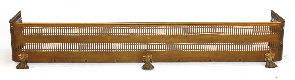 English Regency Brass Fire Fender: 19th century. H9 1/4" W58" D13 1/2"