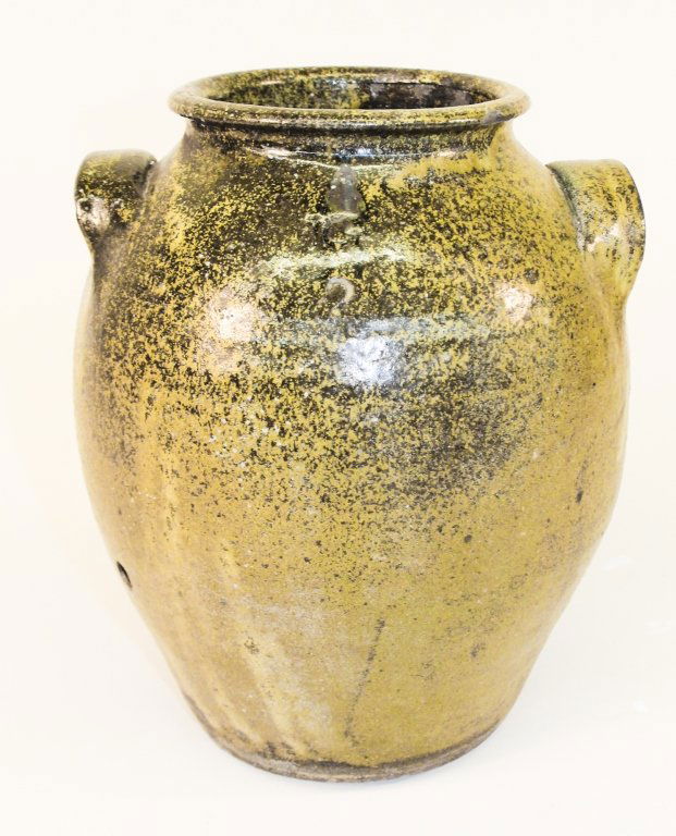 Southern Stoneware Storage Jar: Lincoln County, North Carolina, circa 1840. stamped "JG" John Goodman. school of Daniel Seagle. H11 1/2" W9 1/2"
