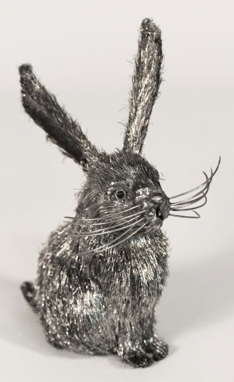 Mario Buccellati Silver Rabbit Sculpture: Italy, 20th century. signed on base. H7 1/2" Private Atlanta, Georgia Collection.