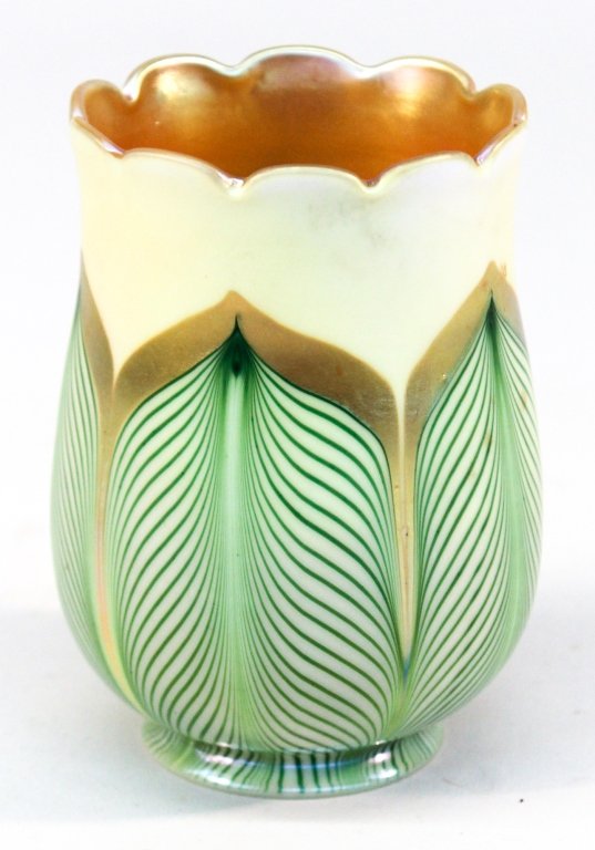 Arts and Crafts Art Glass Lamp Shade: early 20th century. probably Tiffany or Loetz. H4 3/4" W3 3/4" Private Upcountry, South Carolina Collection.