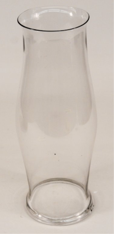 Antique Blown Glass Hurricane Shade: probably American, mid 19th century. exhibiting good wear to base and flaws in glass as made. H21 1/2" W8"