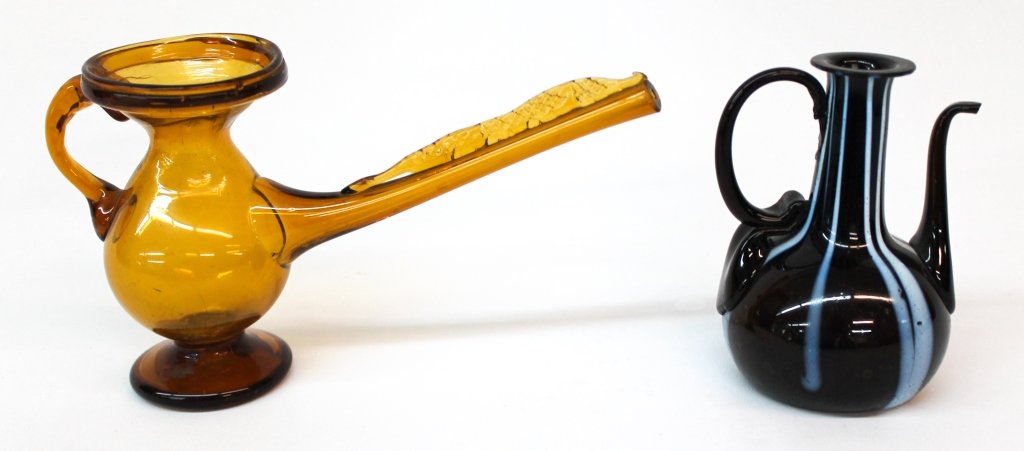 Two Early American or British Blown Glass Pots (1 of 4)