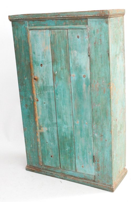 Early Painted Pine Flat Cupboard (1 of 3)