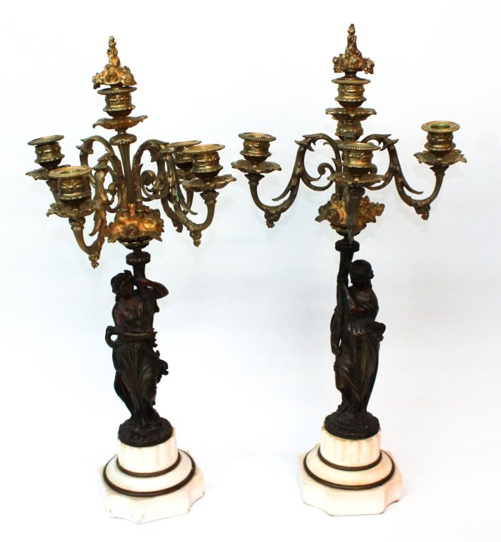 Fine Pair French Bronze Figural Candelabra (1 of 4)