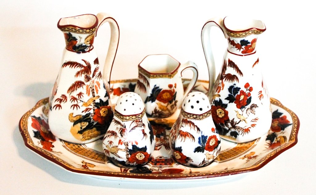 British Wedgewood Ironstone Coffee Set: 19th century. H5" W9 3/4" D6 1/2"