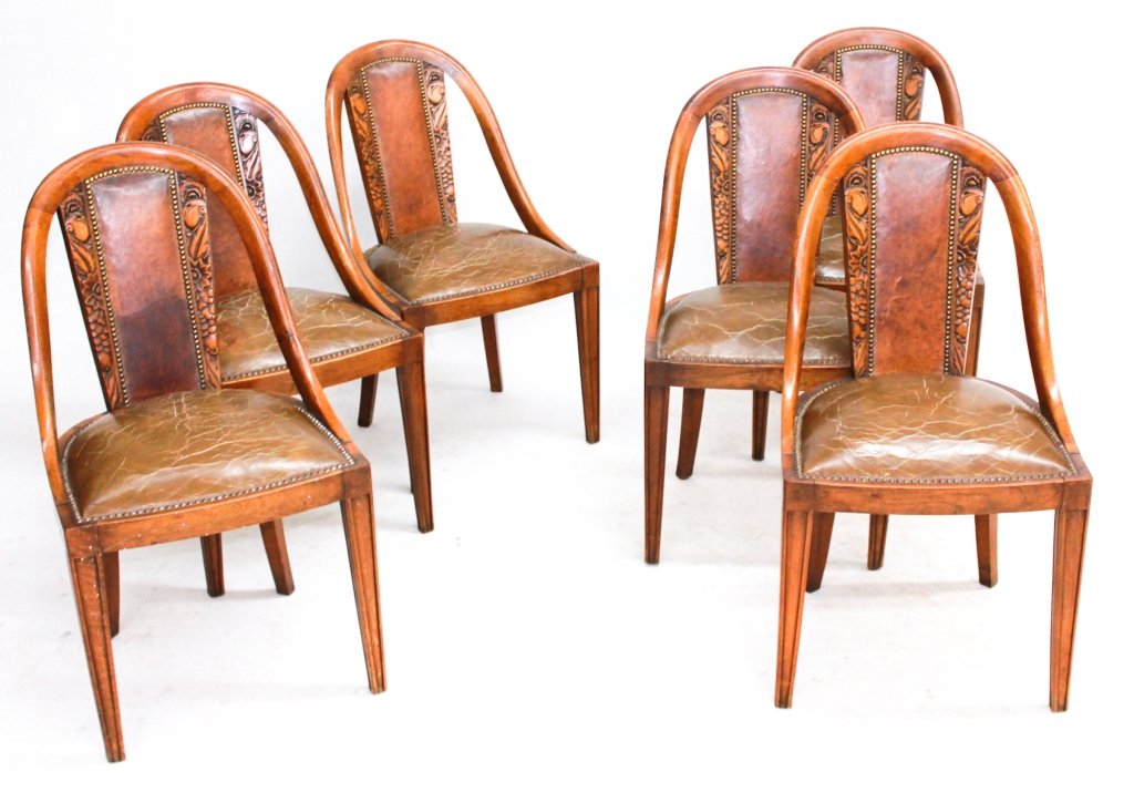 Set Six French Art Deco Dining Chairs (1 of 6)