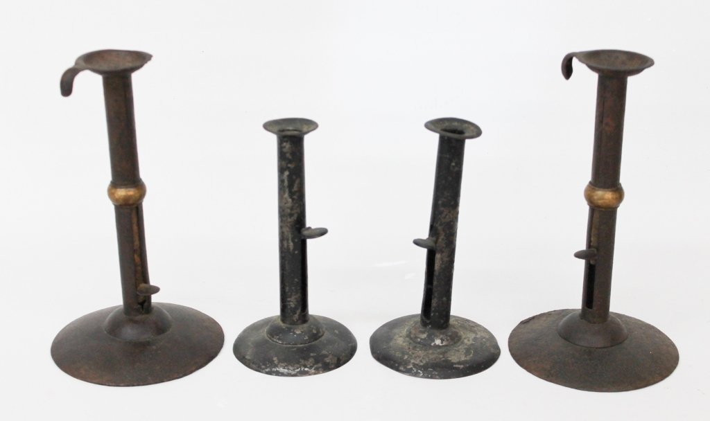 Two Pairs American Iron Hogscraper Candlesticks (1 of 2)