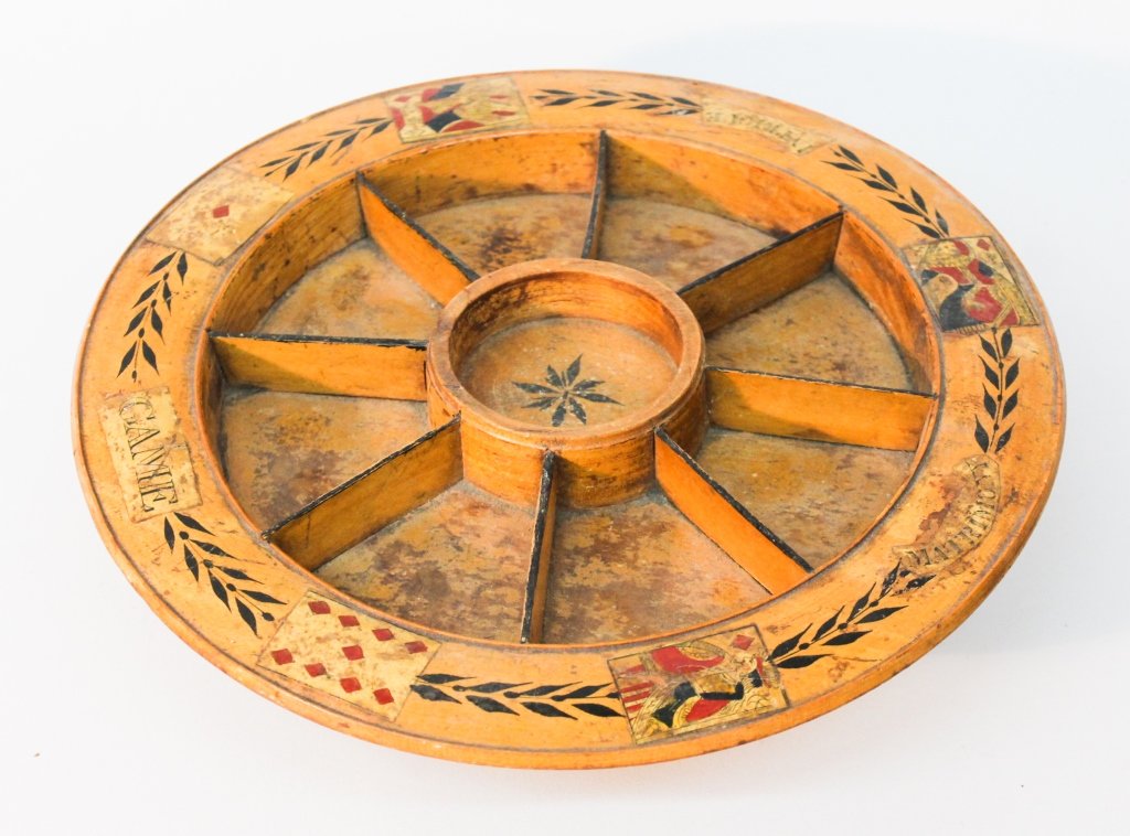 Unusual Antique Turned Wood Gaming Board (1 of 2)