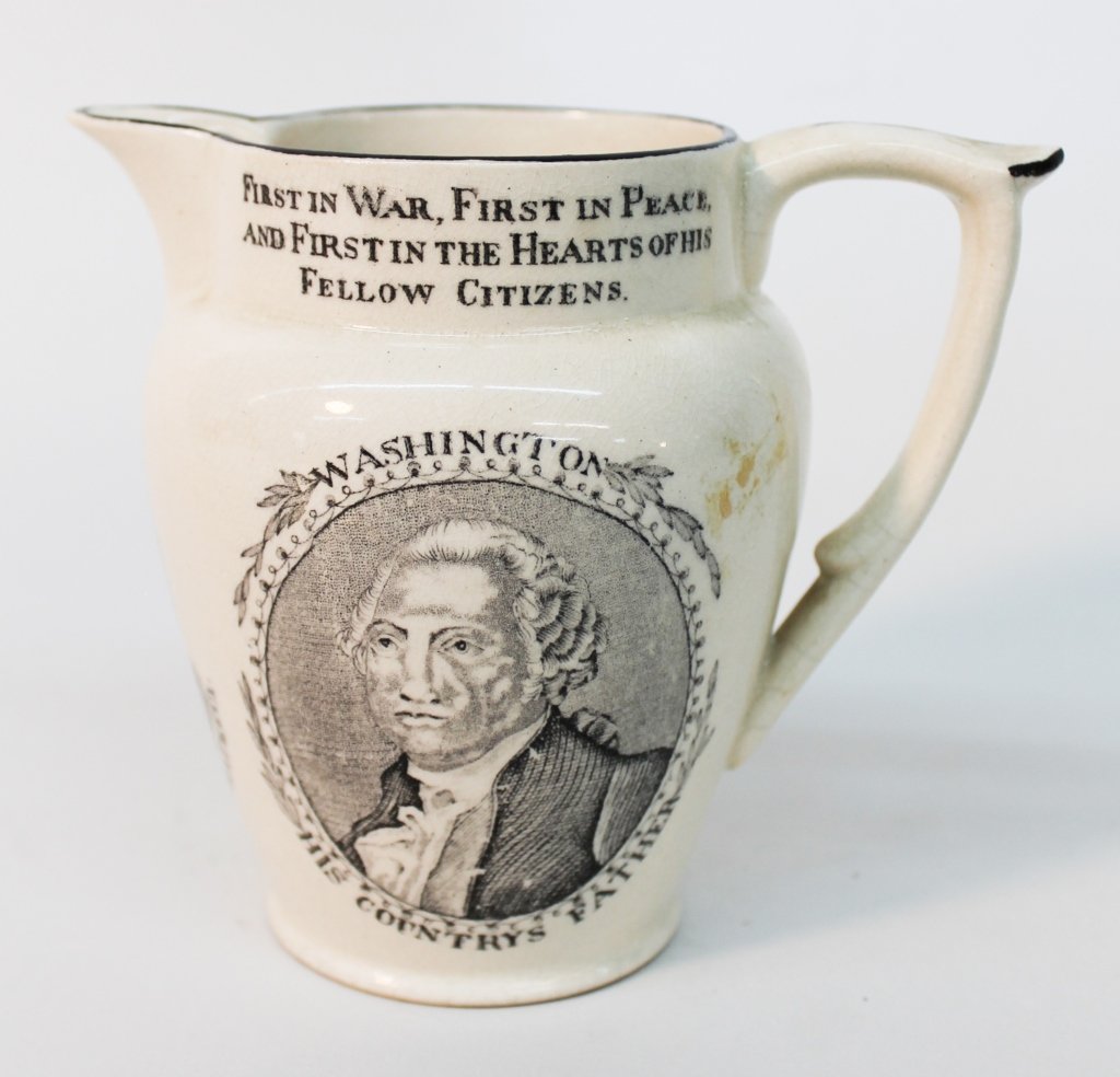 Liverpool Creamware Jug, Washington/LaFayette (1 of 3)
