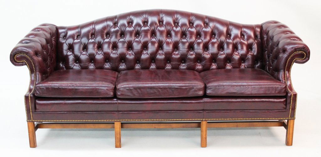 Chippendale Style Leather Sofa (1 of 3)