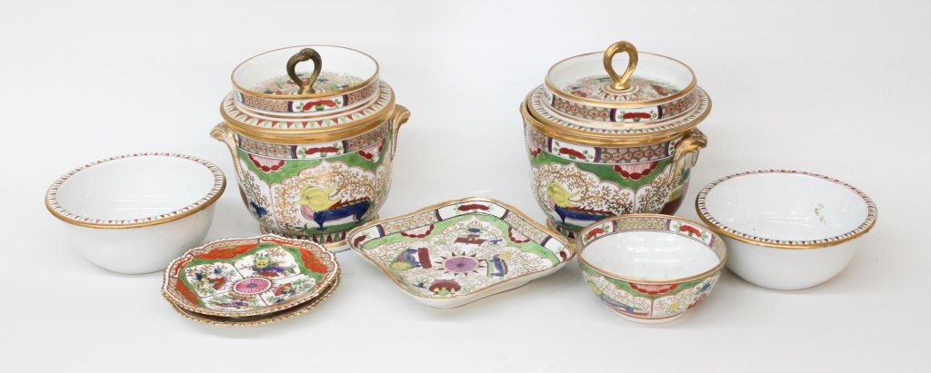 Fine British Dragon Porcelain: 19th century. creamware each with vivid colors and detail. six pieces.