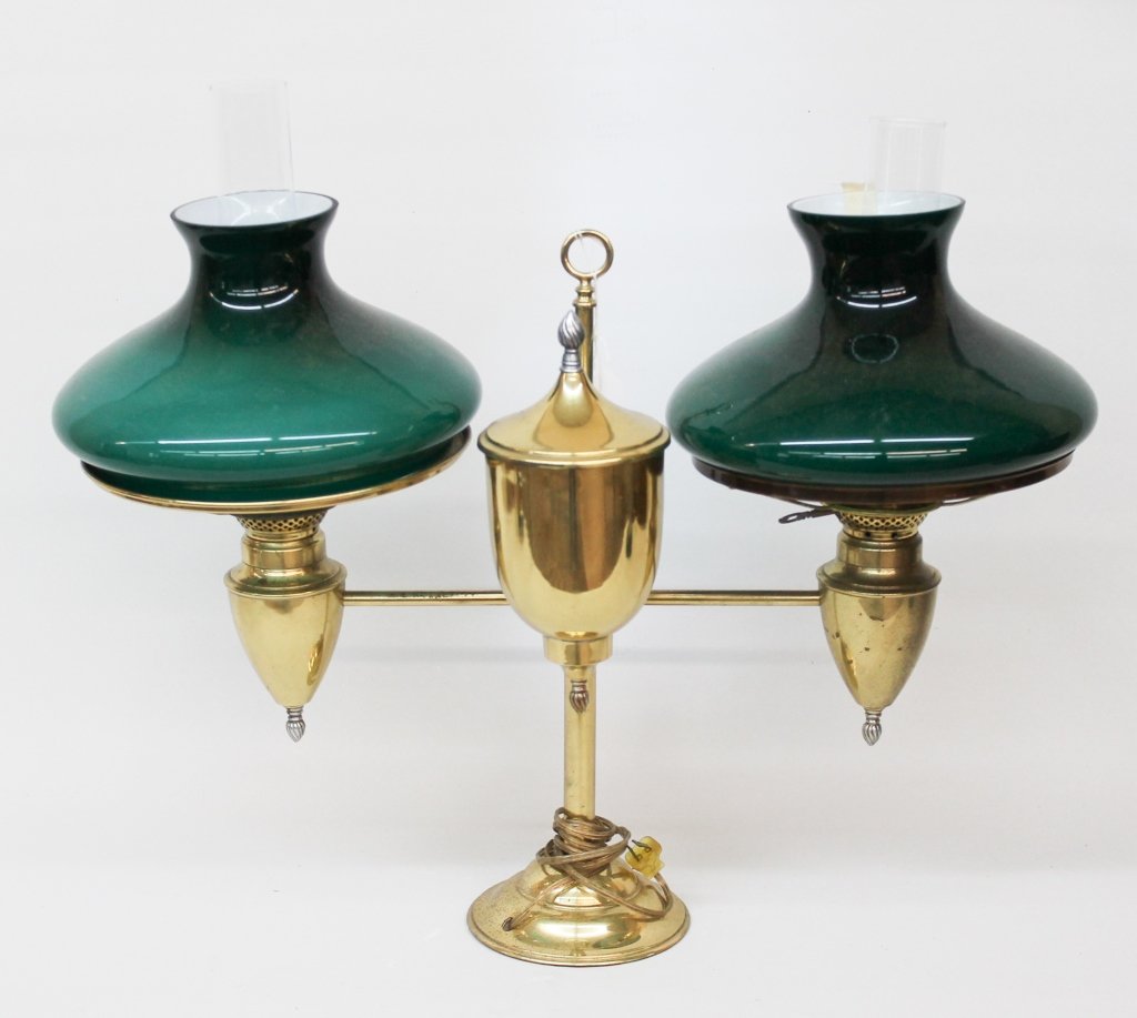 Vintage Brass Double-Shade Student Lamp (1 of 1)