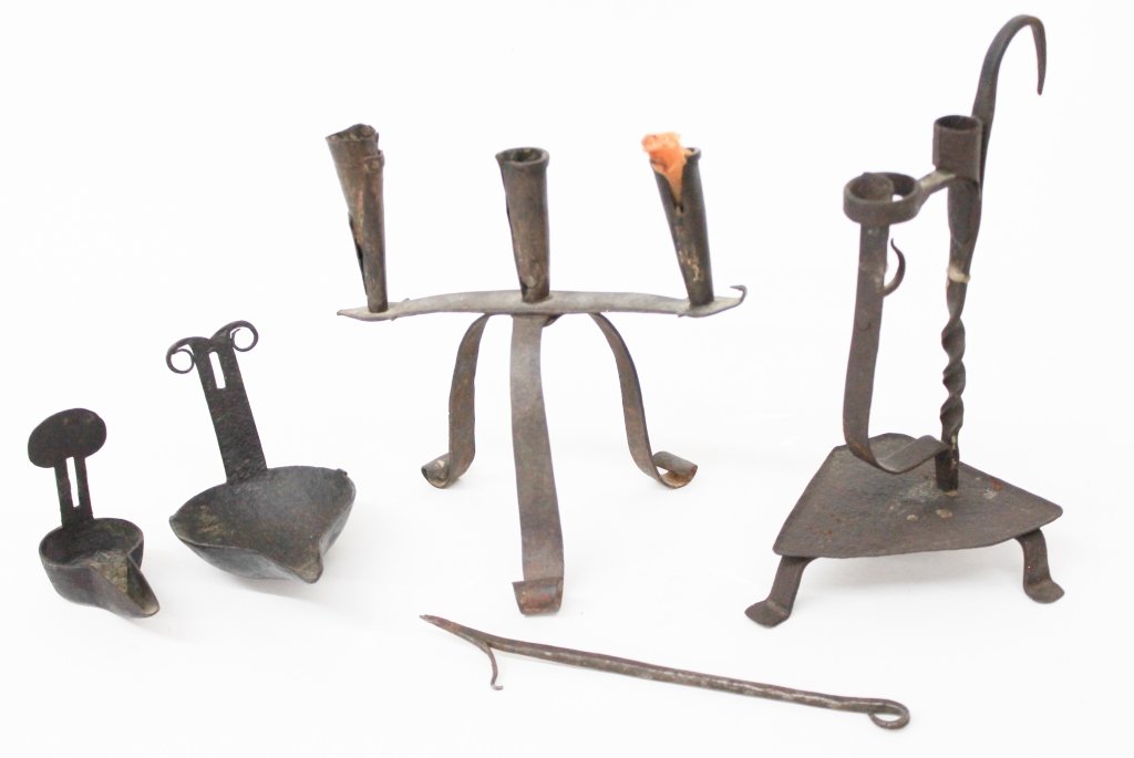Four Early American Iron Lighting Devices (1 of 3)