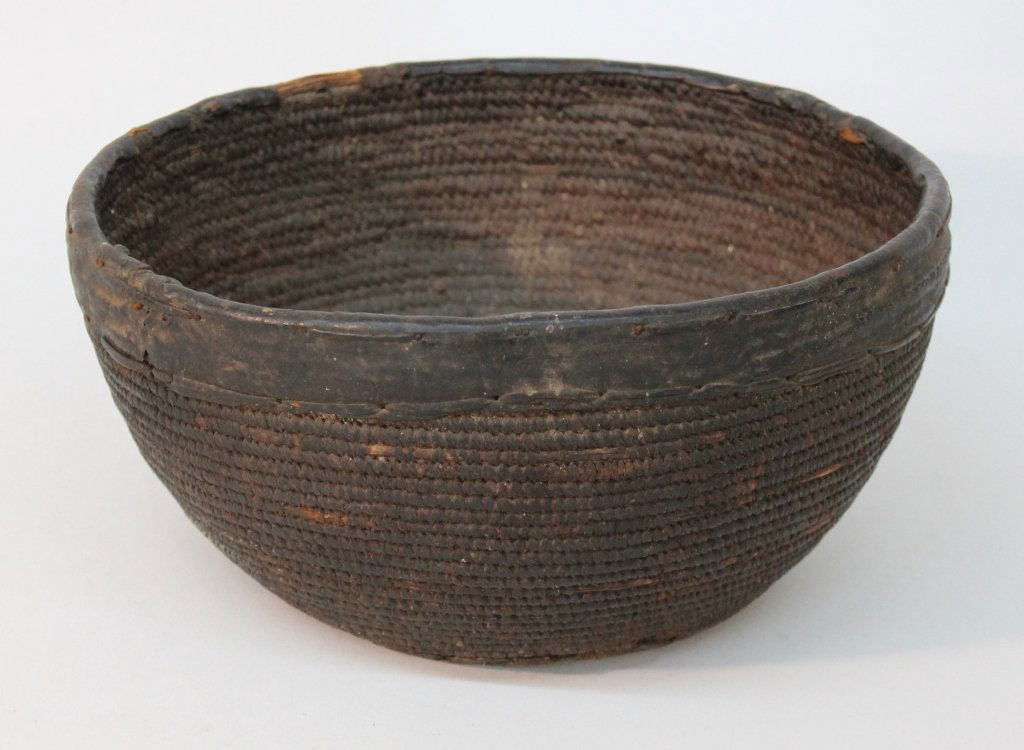 Antique Native American Basket: probably Western origin, 18th or 19th century. H5 1/4" W10 1/4" Private Collection of a Carolina Gentleman.