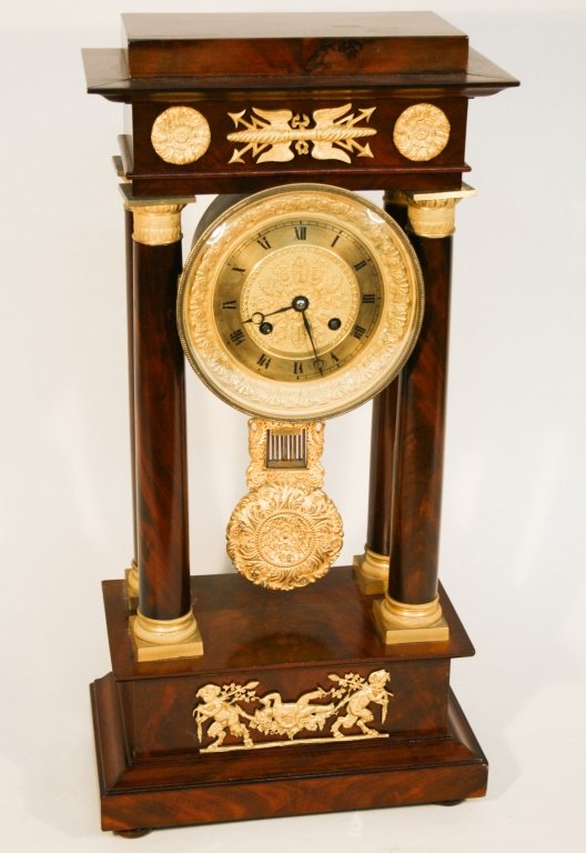 Fine French Empire Mahogany Portico Clock (1 of 1)