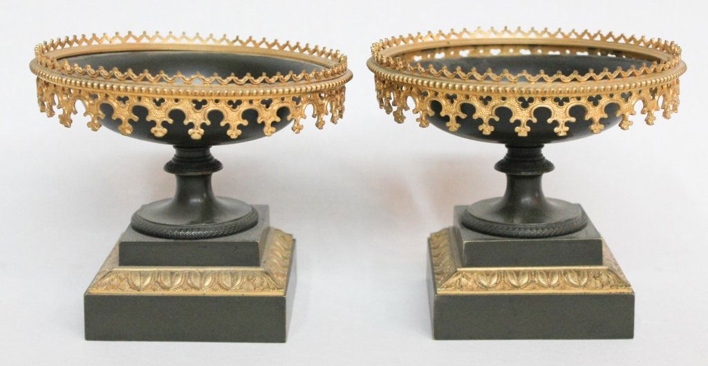 Pair French Cold Painted & Gilded Bronze Compotes (1 of 4)