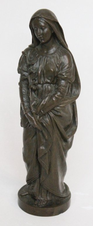 Continental Bronze After Leon Pilet: 19th century. allegorical female cast with fine detail and form. signed at base. H12 3/4"