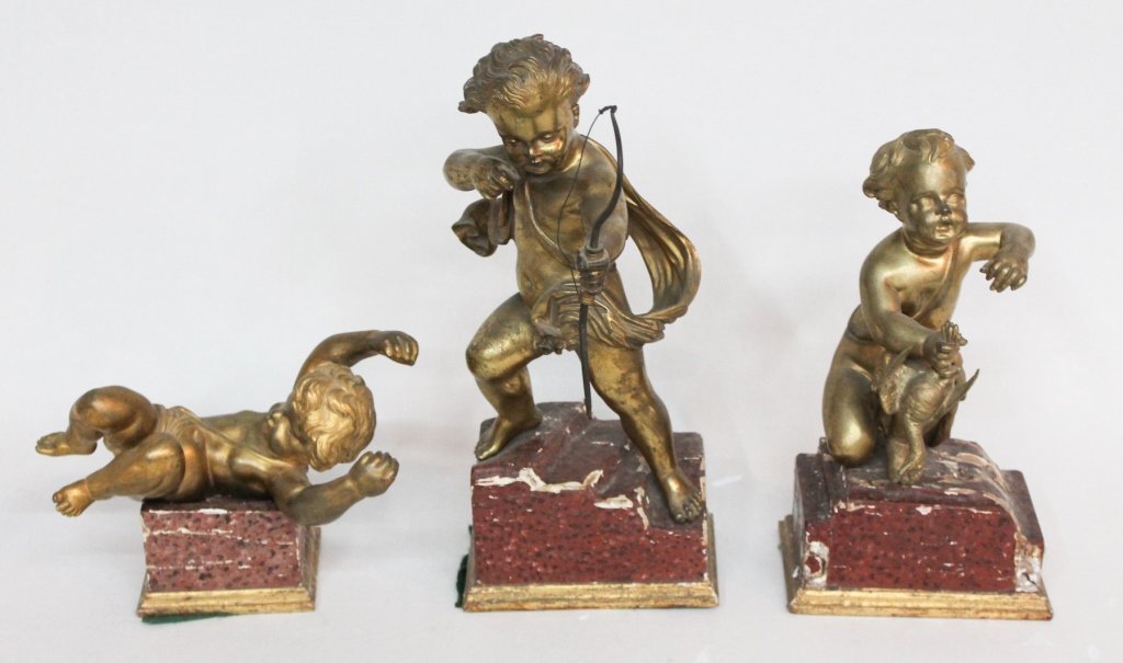 Set Three French Gilded Bronze Putti Figures (1 of 4)
