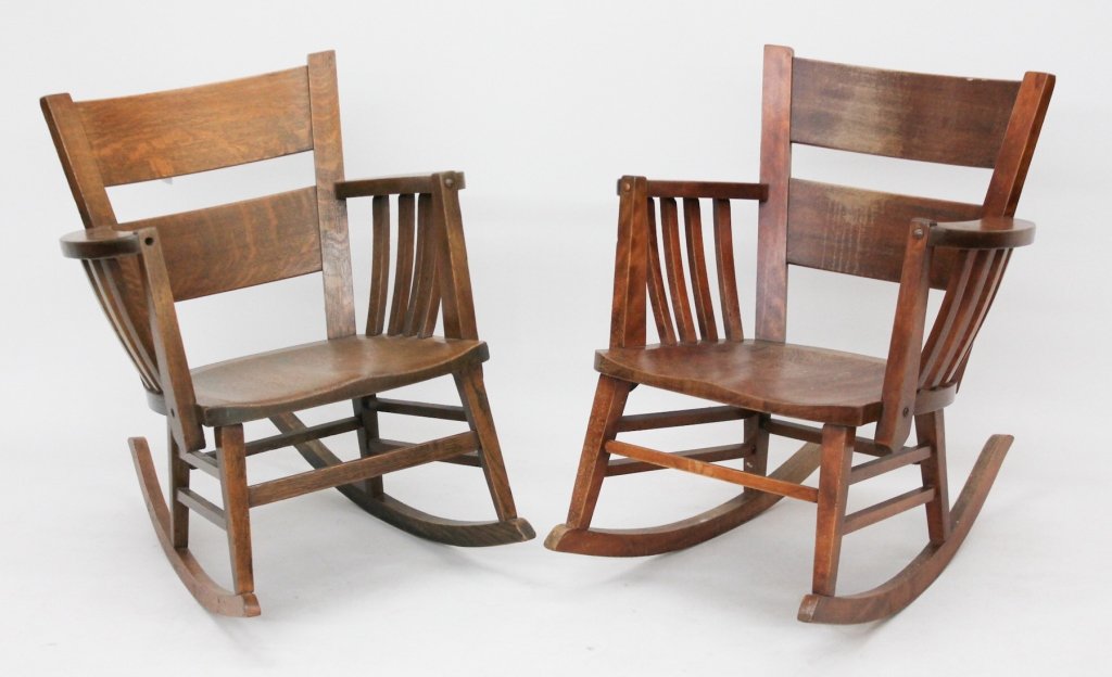 Near Pair Arts & Crafts Period Rocking Chairs (1 of 1)
