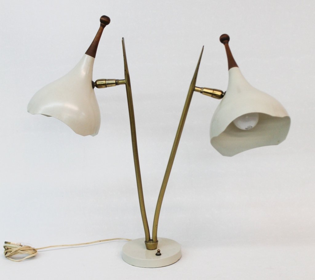 Very Fine Danish Modern Teak & Brass Desk Lamp (1 of 1)