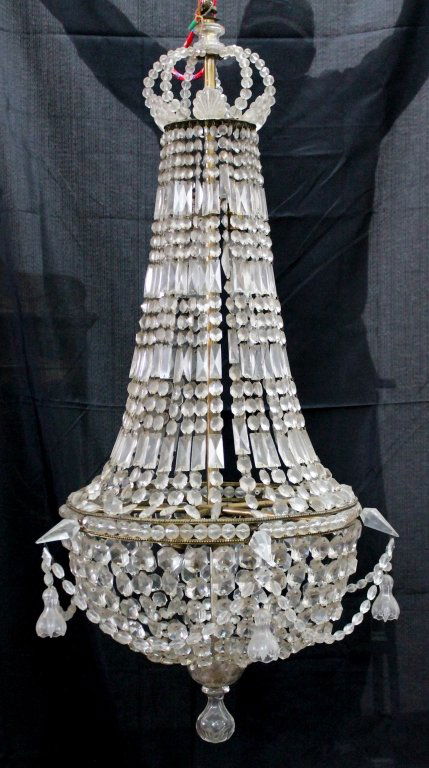 Fine Art Deco Crystal & Brass Chandelier (1 of 1)