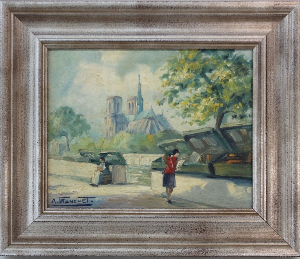 Andrew Franchet: (France, 1896-1961) oil on canvas, view of Paris. signed lower left. framed: H11 1/8" W13 1/8"