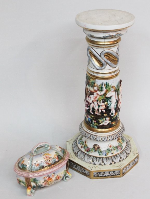 Vintage Campo di Monte Figural Box & Stand (1 of 2)